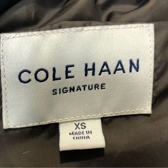 Cole Haan Signature full maxi length brown puffer coat, size extra small - Picture 10 of 16
